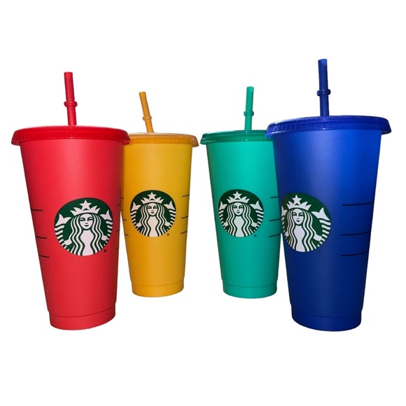 Starbucks Multi-Color Changing Venti Plastic Cups With Straw - Picture 1 of 3